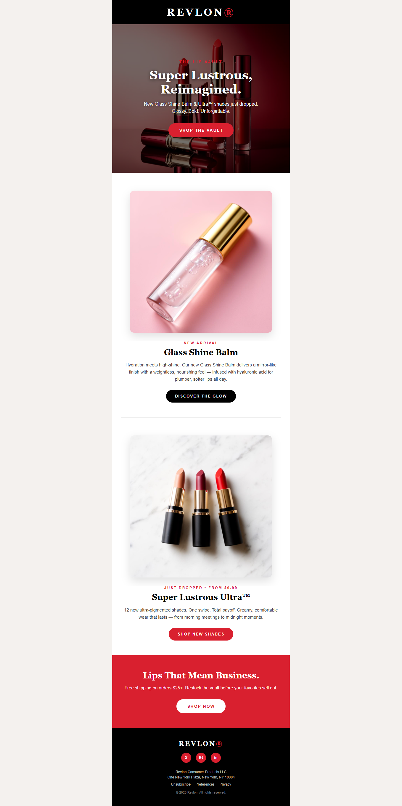 Revlon Super Lustrous email template sample