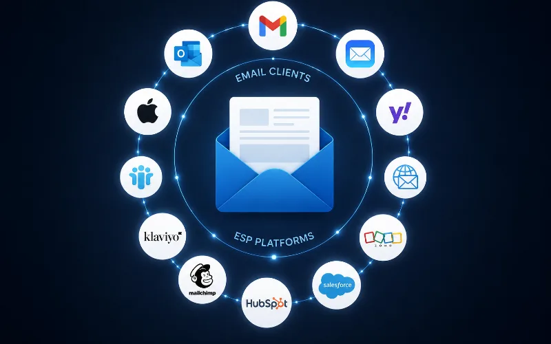 Email connected to major email clients and platforms Email connected to major email clients and platforms