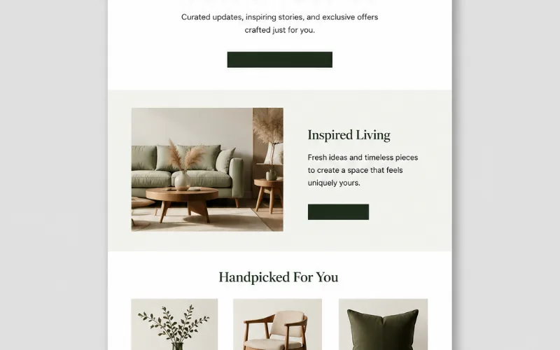 Complete modular email template composed of reusable content sections Complete modular email template composed of reusable content sections