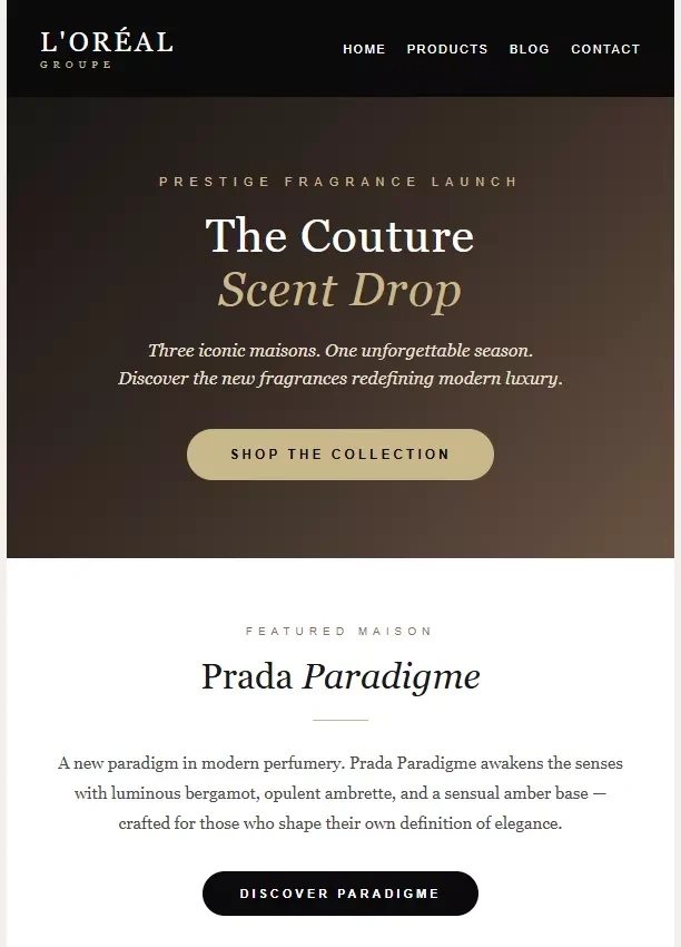 L’Oréal newsletter template preview