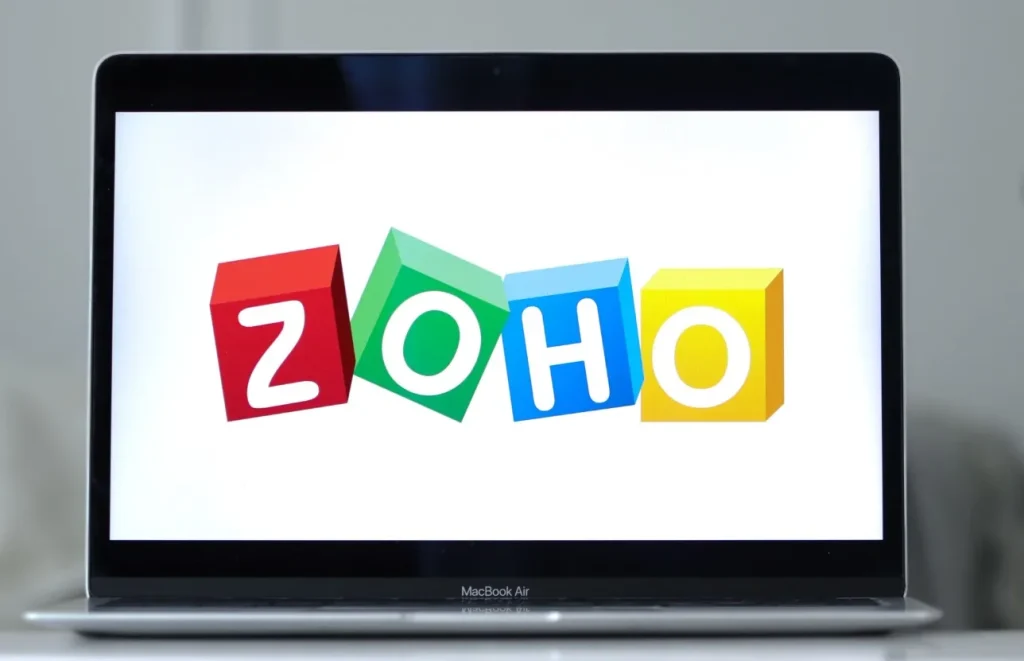 Zoho email marketing platform on a laptop Zoho email marketing platform on a laptop