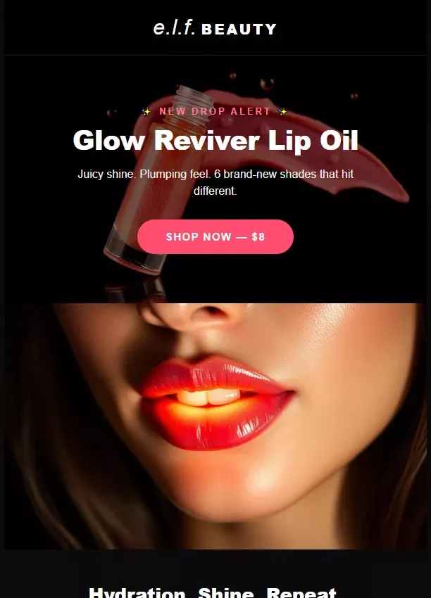E.L.F product spotlight newsletter template preview