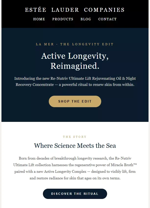 La Mer newsletter template preview