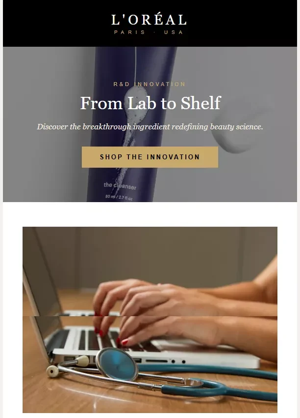 Updated L’Oréal newsletter template preview