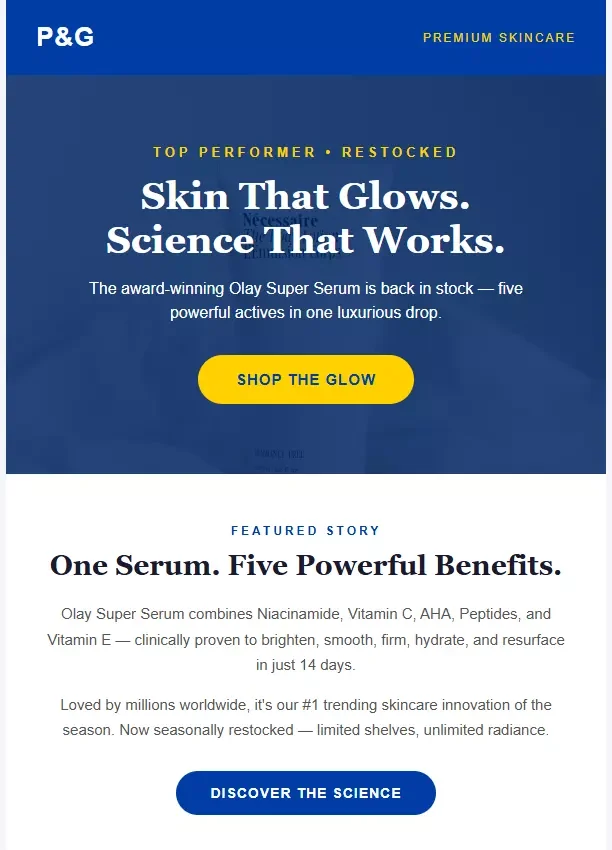 Olay Super Serum newsletter template preview