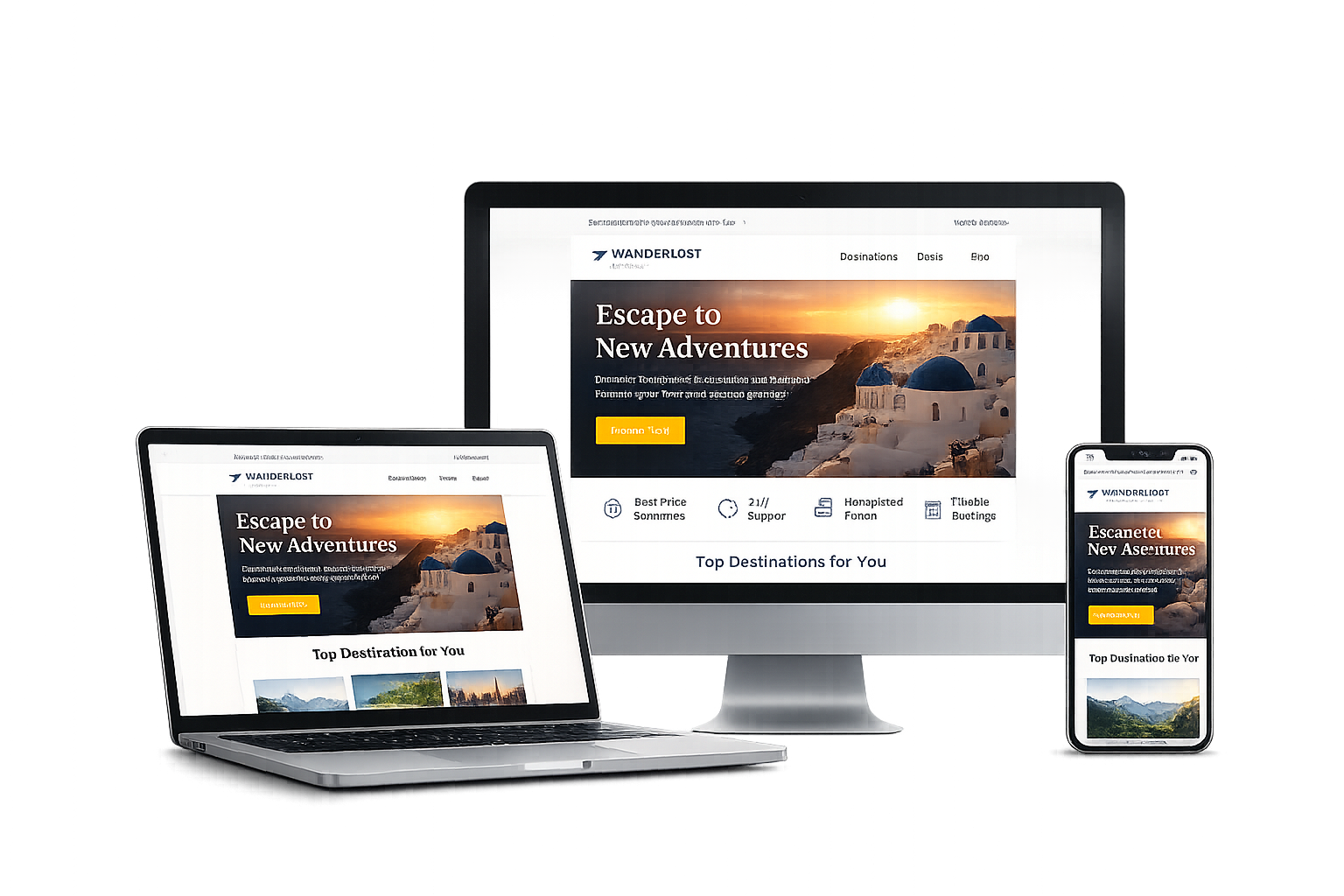 Responsive email template displayed on desktop, web, and mobile email clients