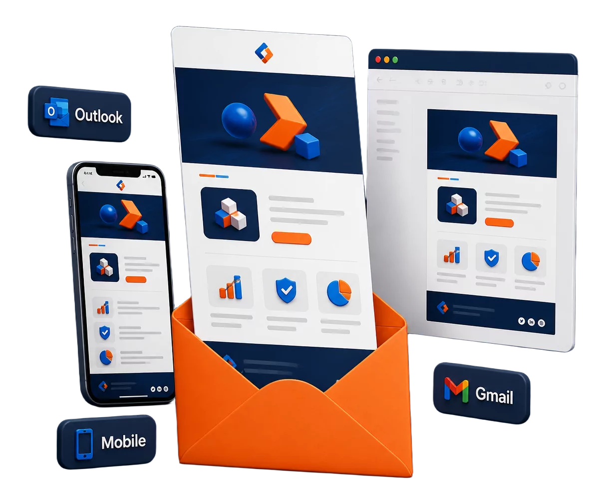 Responsive email newsletter template rendering on desktop and mobile Responsive email newsletter template rendering on desktop and mobile